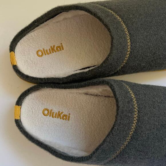 Olukai Hamani Hulu Wool Mules Men's 10 in Olive/Mustard Sheepskin Shearling NEW - Picture 9 of 13